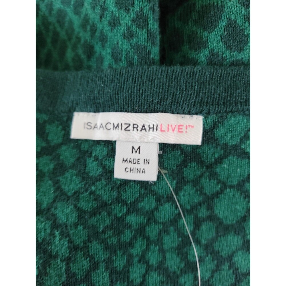 Isaac Mizrahi Live Cardigan Sweater Womens M Green Long Sleeve Animal Print - Picture 3 of 16